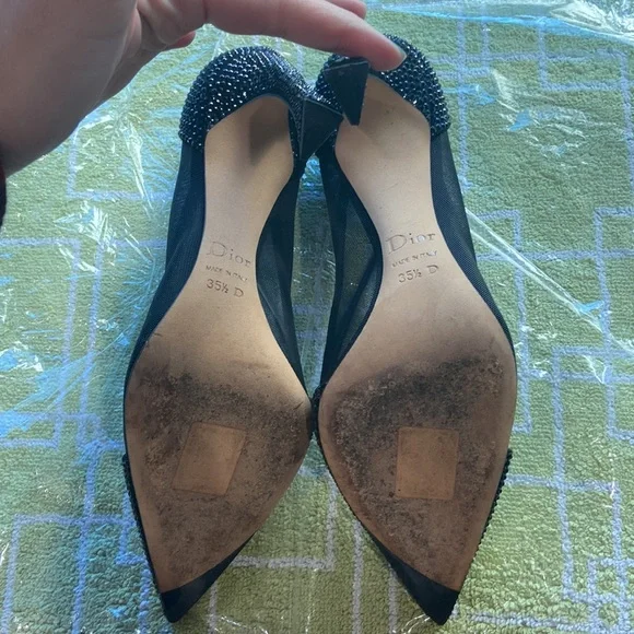 Christian Dior Black Diamante Beaded and Mesh Pump - Picture 4 of 5